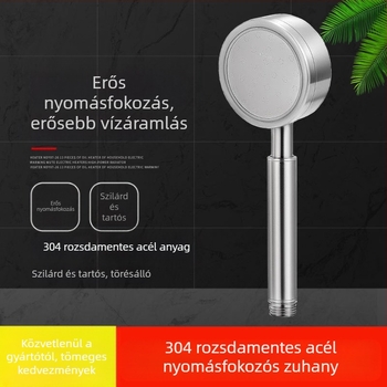 Rozsdamentes acél nyomás alatti zuhanyfej, forrázás- és esésálló, kézi állítható fúvóka, nagy vízkimenet, szögletes tetejű zuhanyfej szett
