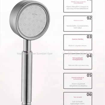 Rozsdamentes acél nyomás alatti zuhanyfej, forrázás- és esésálló, kézi állítható fúvóka, nagy vízkimenet, szögletes tetejű zuhanyfej szett