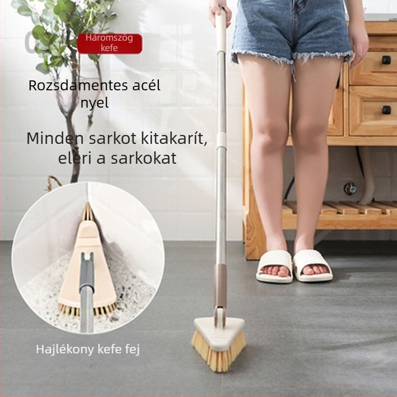 ♡ Háromszög alakú padlókefe, hosszú nyelű, kemény sörtéjű kefe, sarokrés-kefe, csempepadló-kefe, fürdőszobai WC-kefe, padlókefe