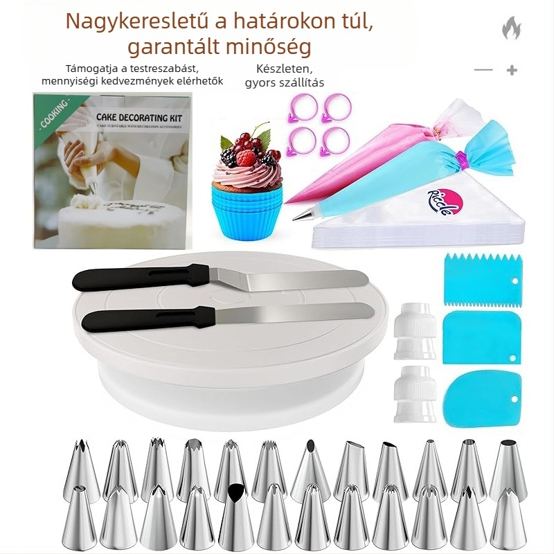 Amazon 90 darabos tortaforma sütőcső kiöntőforma tortakrém spatula sütődíszek