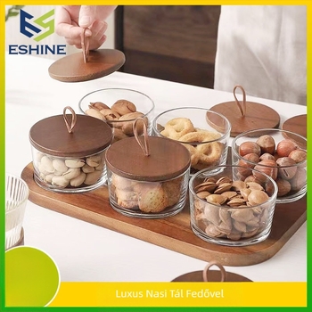 Üvegfa fedeles gyümölcstányér kereskedelmi snack snack snack tányér bárfürdő lábklub KTV desszerttálca