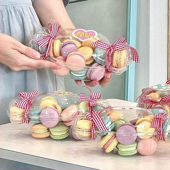 Cukorkadoboz Mini Macaron Desszert Csomagolódoboz Gyermeknap Francia Szendvics Keksz Csomagolódoboz Átlátszó Fedéllel