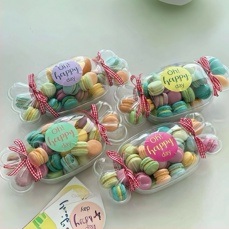 Cukorkadoboz Mini Macaron Desszert Csomagolódoboz Gyermeknap Francia Szendvics Keksz Csomagolódoboz Átlátszó Fedéllel