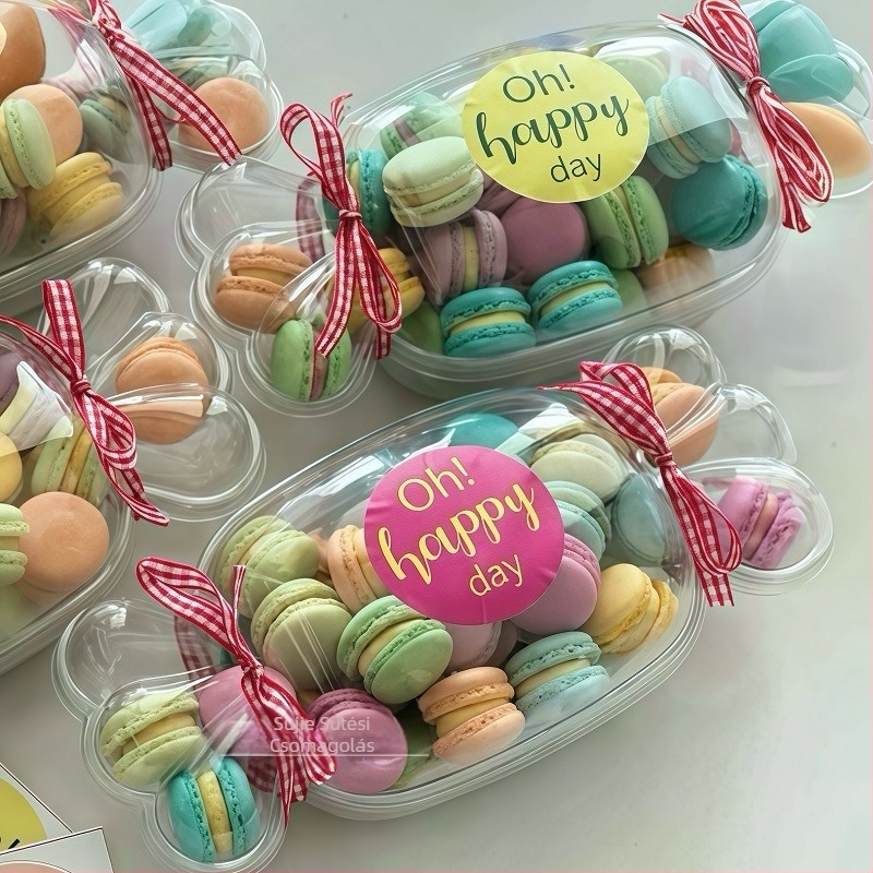 Cukorkadoboz Mini Macaron Desszert Csomagolódoboz Gyermeknap Francia Szendvics Keksz Csomagolódoboz Átlátszó Fedéllel