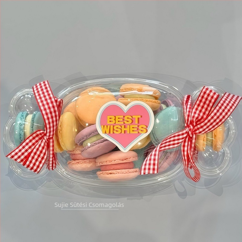 Cukorkadoboz Mini Macaron Desszert Csomagolódoboz Gyermeknap Francia Szendvics Keksz Csomagolódoboz Átlátszó Fedéllel