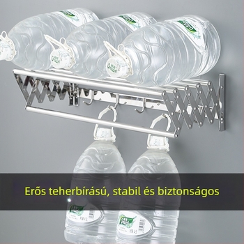 Rozsdamentes acél behúzható törölközőtartó lyukasztás nélkül erkély ruhaszárító állvány fürdőszobai nyújtható összecsukható törölközőtartó