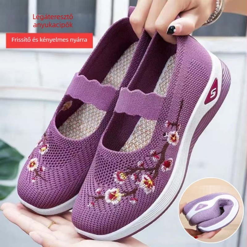 Plus Size Cross-Cross Shoes for Women 2025 Spring Old Beijing Cloth Shoes Puha Talpú Kényelmes Középkorú és Idős Anyák Cipőja Temu Generation Matrica