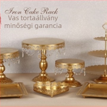 Európai stílusú vas tortatartó készlet esküvői dekorációhoz desszertbolt füstölőtartó tortatányér