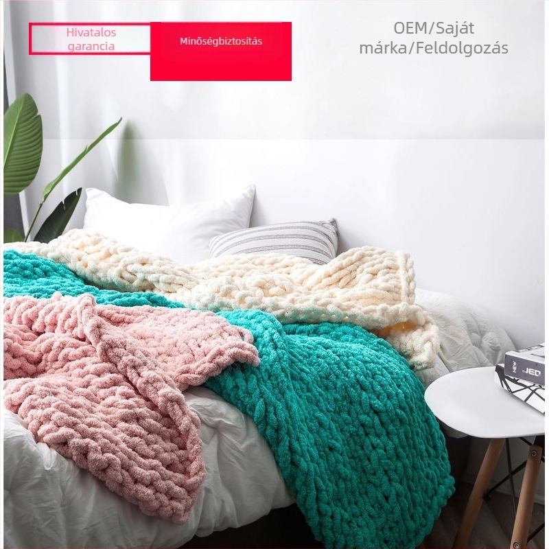 Phyllis ins kézzel készített vastag gyapjú kötött takaró, zsenília rúddal kötött takaró, kanapétakaró, adó nélkül