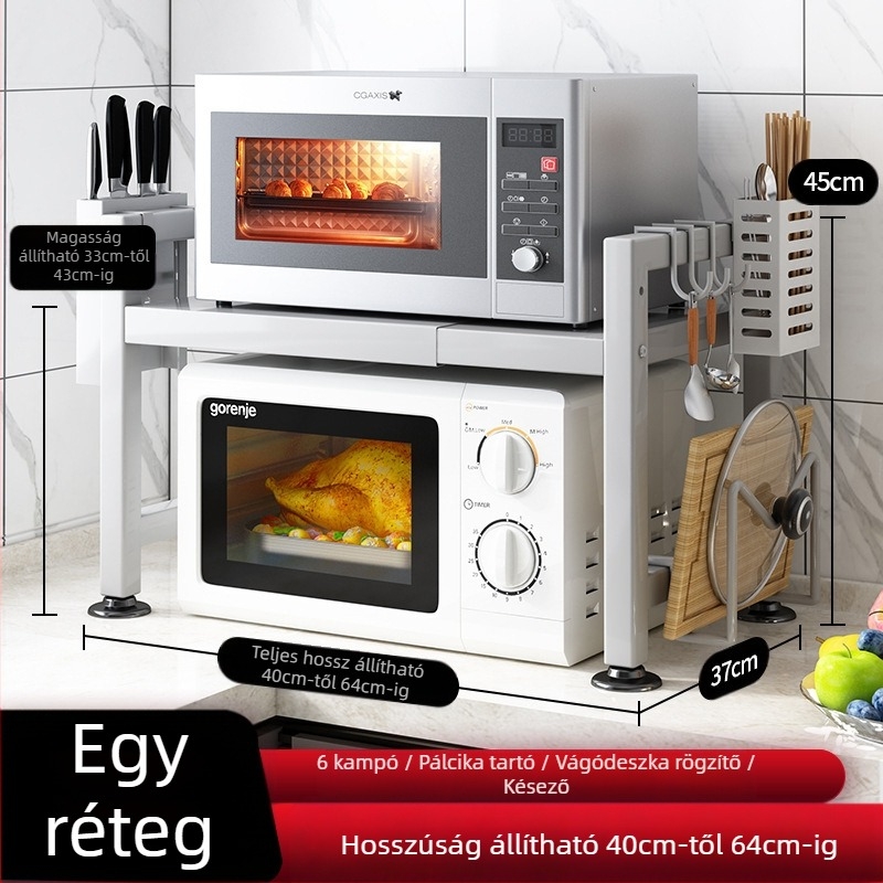 A konyhai állványbolt vezetője behúzható, vastagított, vastagított konyhaasztalt, rizsfőző vízforralót, mikrohullámú sütő állványt ajánl.