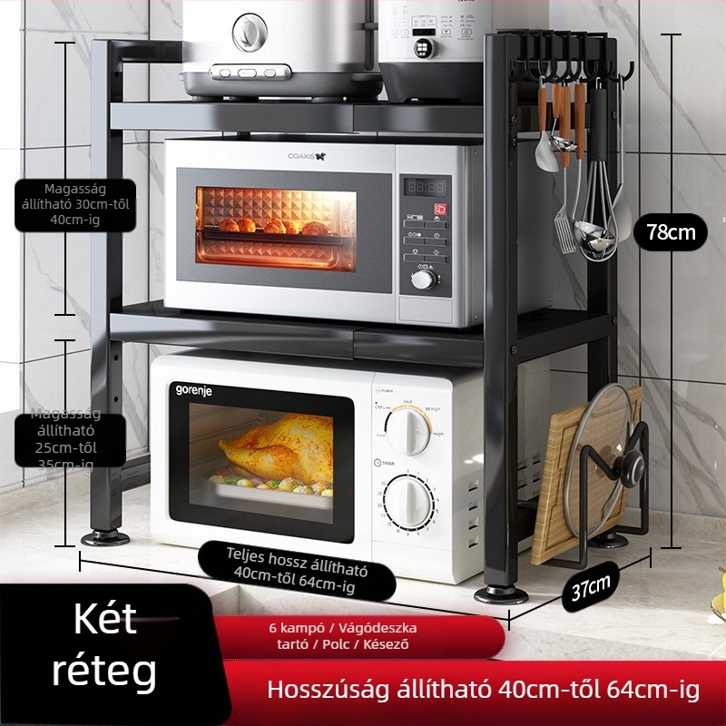 A konyhai állványbolt vezetője behúzható, vastagított, vastagított konyhaasztalt, rizsfőző vízforralót, mikrohullámú sütő állványt ajánl.