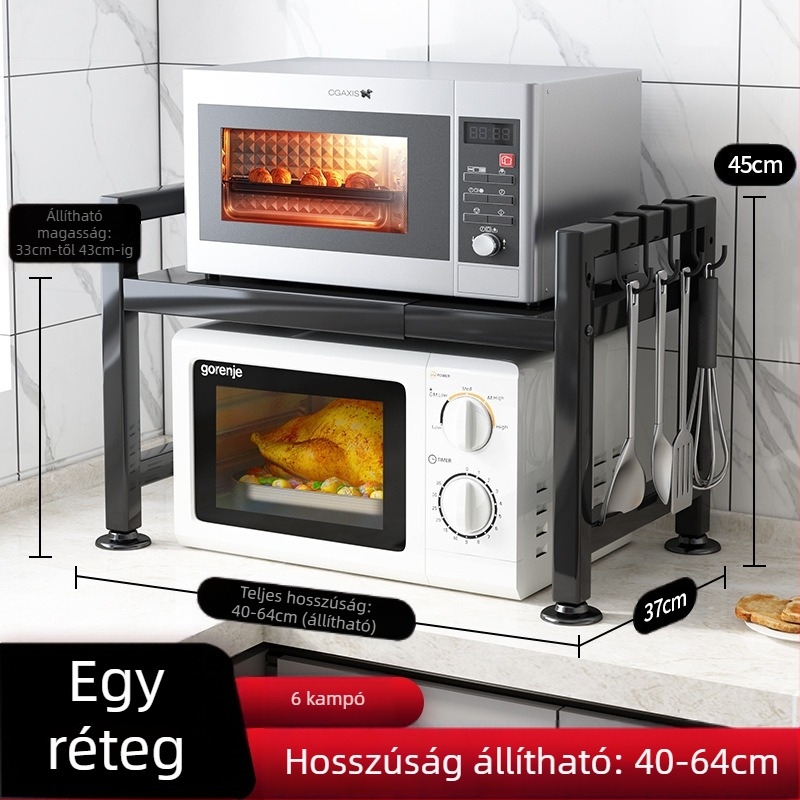 A konyhai állványbolt vezetője behúzható, vastagított, vastagított konyhaasztalt, rizsfőző vízforralót, mikrohullámú sütő állványt ajánl.