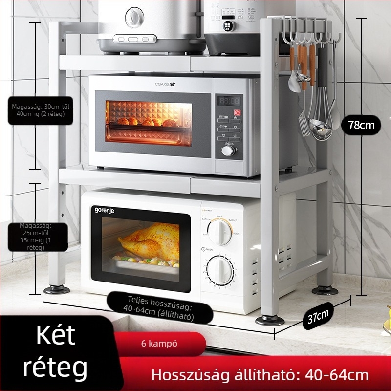 A konyhai állványbolt vezetője behúzható, vastagított, vastagított konyhaasztalt, rizsfőző vízforralót, mikrohullámú sütő állványt ajánl.