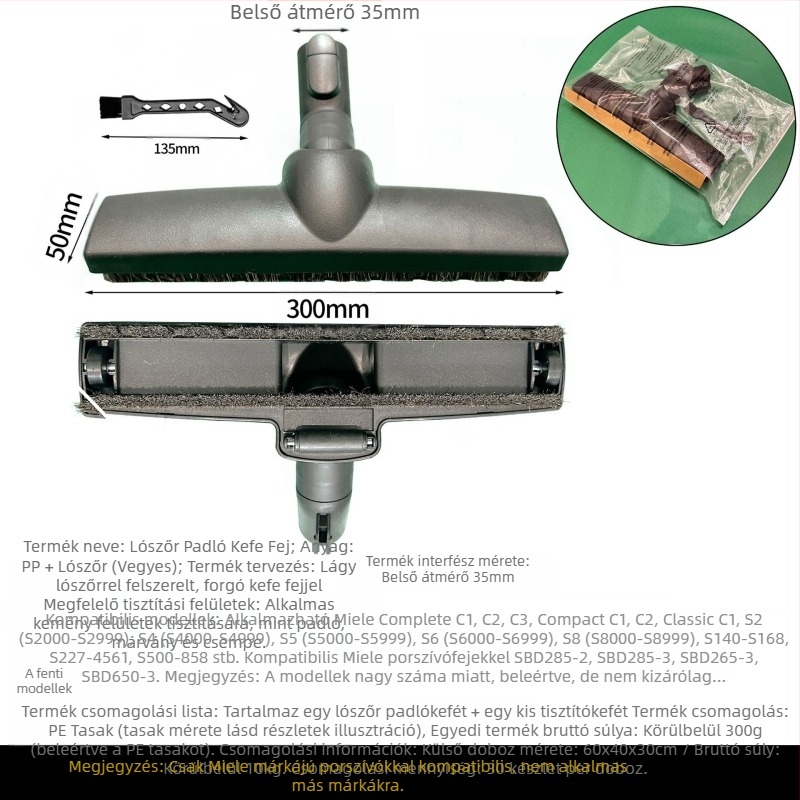 Miele porszívó tartozékokhoz Padlókefe szívófej S1/S2/S4/S5/S6/S8 szőnyegkefe fej