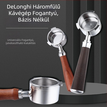 Olasz kávéfőző fogantyú kávé tömörfa fogantyú rozsdamentes acél háromfülű kávé fogantyú Delong fenék nélküli fogantyú 51mm