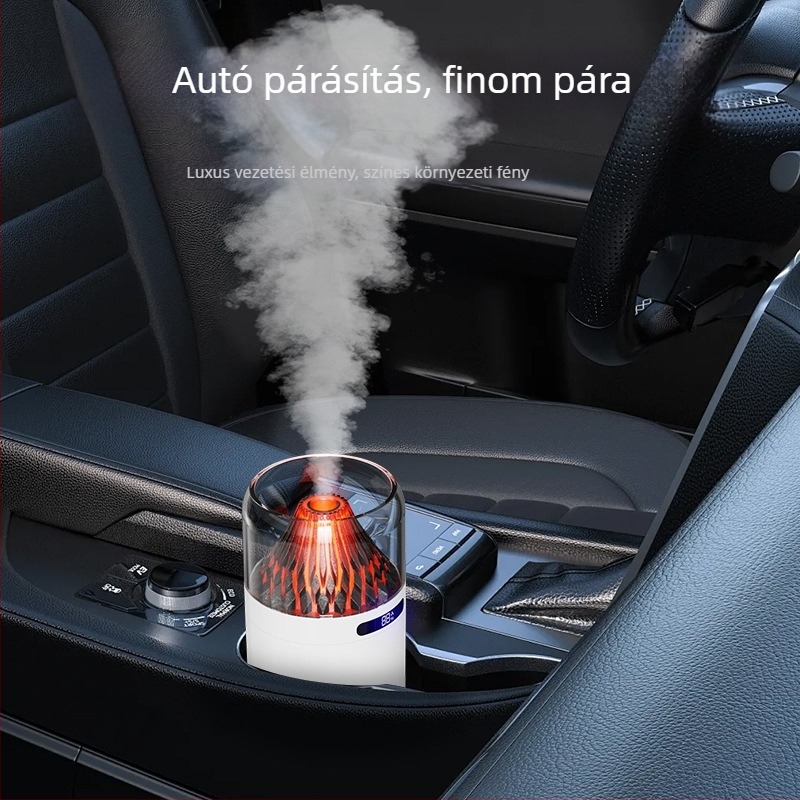 Új szimulációs vulkán párásító színes aroma diffúzor USB újratölthető asztali autó füstölő vízfeltöltő légkör éjszakai fény
