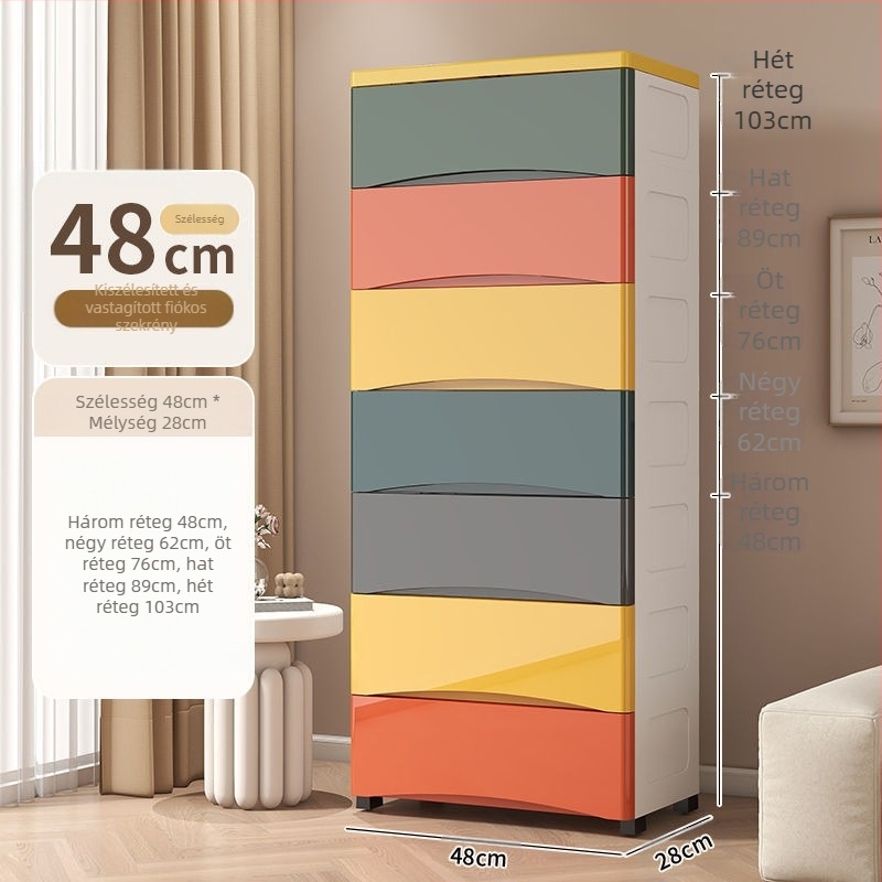 Műanyag könyvespolc, nagy kapacitású tárolódoboz, tárolószekrény, irattároló doboz, hálószoba, nappali, kerekes uzsonnatároló állvány