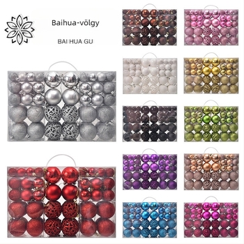 Sült karácsonyi golyók 100 db karácsonyi dekorációs díszek 6 stílus 6 szín műanyag golyók karácsonyi ajándékgyártó vak doboz