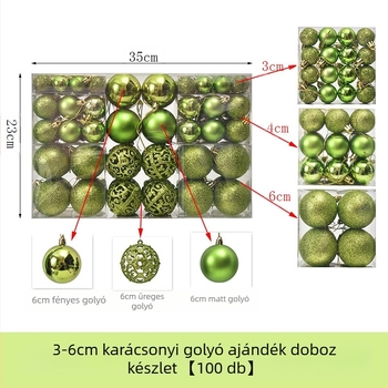 Sült karácsonyi golyók 100 db karácsonyi dekorációs díszek 6 stílus 6 szín műanyag golyók karácsonyi ajándékgyártó vak doboz