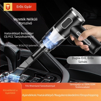 Hordozható vezeték nélküli kézi porszívó autóba, háztartási, nagy szívóerejű, újratölthető autóba, kis mini porszívó, határokon átnyúló