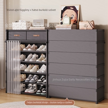 Cipőtartó otthoni bejárathoz, többrétegű cipőtároló szekrény fiókokkal, egyszerű cipőszekrény bérlakásokhoz, nem foglal sok helyet