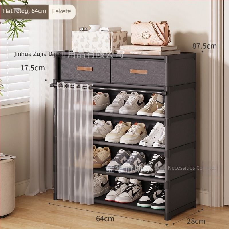 Cipőtartó otthoni bejárathoz, többrétegű cipőtároló szekrény fiókokkal, egyszerű cipőszekrény bérlakásokhoz, nem foglal sok helyet