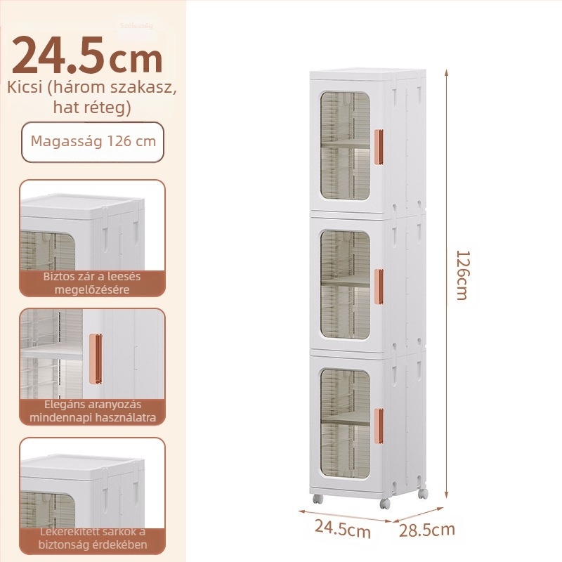 Nappali tárolószekrény Háztartási telepítésmentes gyermekjátékok Rés összecsukható szekrény Snack tárolószekrény Műanyag tárolószekrény