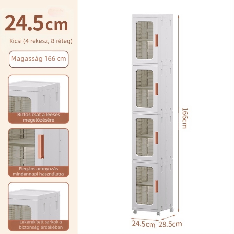 Nappali tárolószekrény Háztartási telepítésmentes gyermekjátékok Rés összecsukható szekrény Snack tárolószekrény Műanyag tárolószekrény