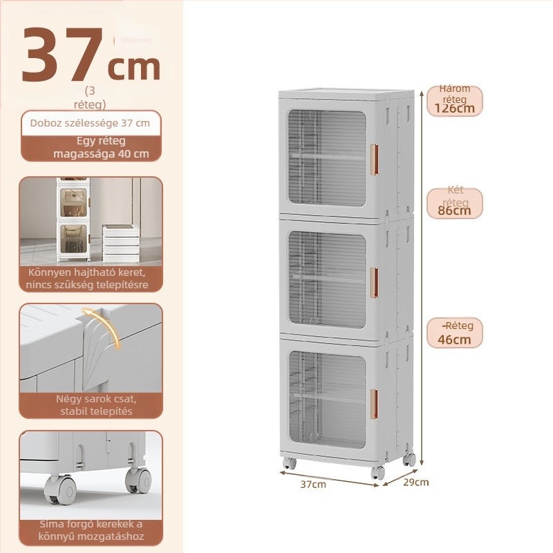 Nappali tárolószekrény Háztartási telepítésmentes gyermekjátékok Rés összecsukható szekrény Snack tárolószekrény Műanyag tárolószekrény