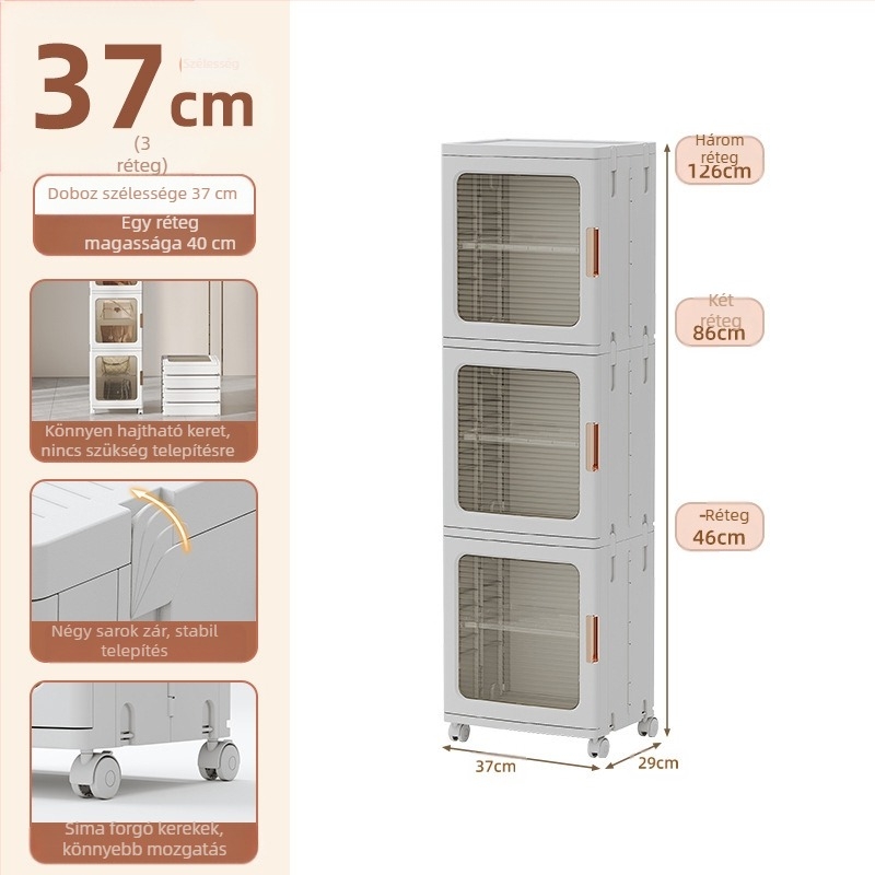 Nappali tárolószekrény Háztartási telepítésmentes gyermekjátékok Rés összecsukható szekrény Snack tárolószekrény Műanyag tárolószekrény