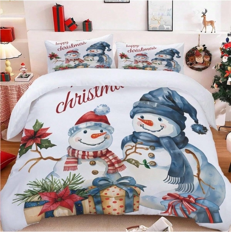 2025 Forró karácsonyi téli háromrészes ágyneműgarnitúra, csiszolásos paplanhuzat, párnahuzat, HD digitális nyomtatás, személyre szabott készítés