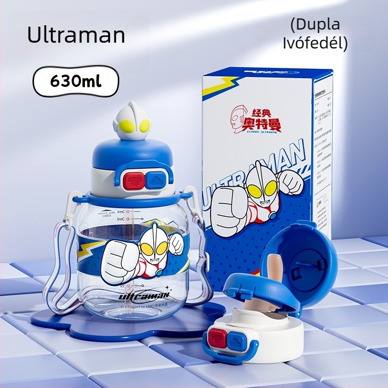 Sanrio Kidsren's Nezha vízipohár nyári lány diák iskoláslány esésgátló hordozható rajzfilm új dupla szívószálas pohár