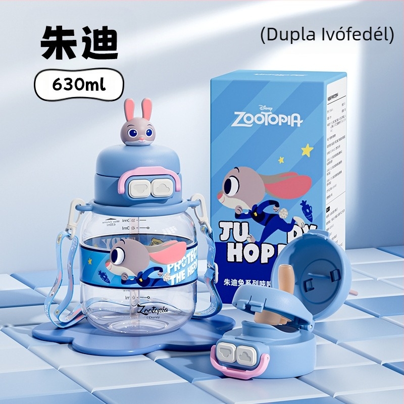 Sanrio Kidsren's Nezha vízipohár nyári lány diák iskoláslány esésgátló hordozható rajzfilm új dupla szívószálas pohár