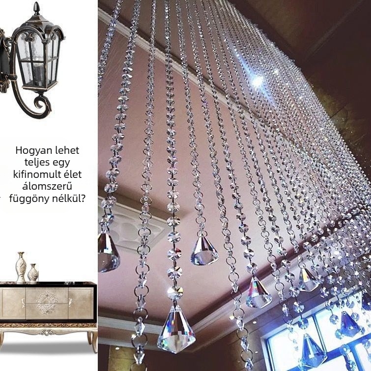 Kristálygyöngy függöny válaszfal nappali hálószoba feng shui dekoráció folyosó fürdőszoba függöny képernyő ütésmentes gyöngy ajtófüggöny