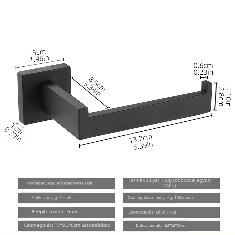 ♡Keresztmetszetű, négyzet alakú csőből készült törölközőtartó, rozsdamentes acél törölközőtartó, törölközőgyűrű, fürdőszobai kabátakasztó, papírzsebkendőtartó, fürdőszobai akasztó
