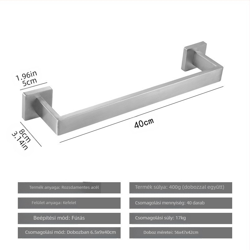 ♡Keresztmetszetű, négyzet alakú csőből készült törölközőtartó, rozsdamentes acél törölközőtartó, törölközőgyűrű, fürdőszobai kabátakasztó, papírzsebkendőtartó, fürdőszobai akasztó