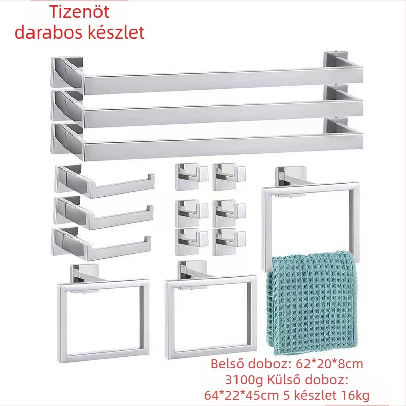 ♡Keresztmetszetű, négyzet alakú csőből készült törölközőtartó, rozsdamentes acél törölközőtartó, törölközőgyűrű, fürdőszobai kabátakasztó, papírzsebkendőtartó, fürdőszobai akasztó