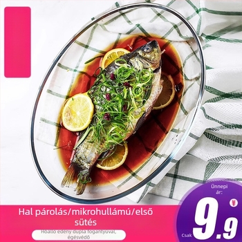 Mikrohullámú sütőben hőálló üveg sütőtálca sütőben sütőedények sült rizses tál párolt edények kerek téglalap alakú párolt halas tányér kristályedény