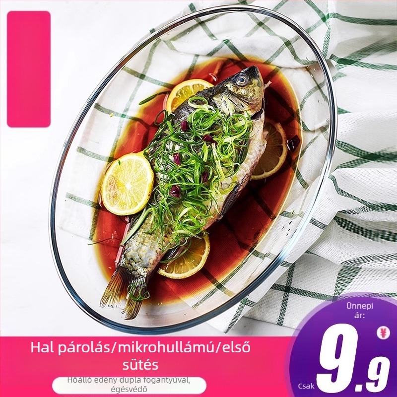 Mikrohullámú sütőben hőálló üveg sütőtálca sütőben sütőedények sült rizses tál párolt edények kerek téglalap alakú párolt halas tányér kristályedény