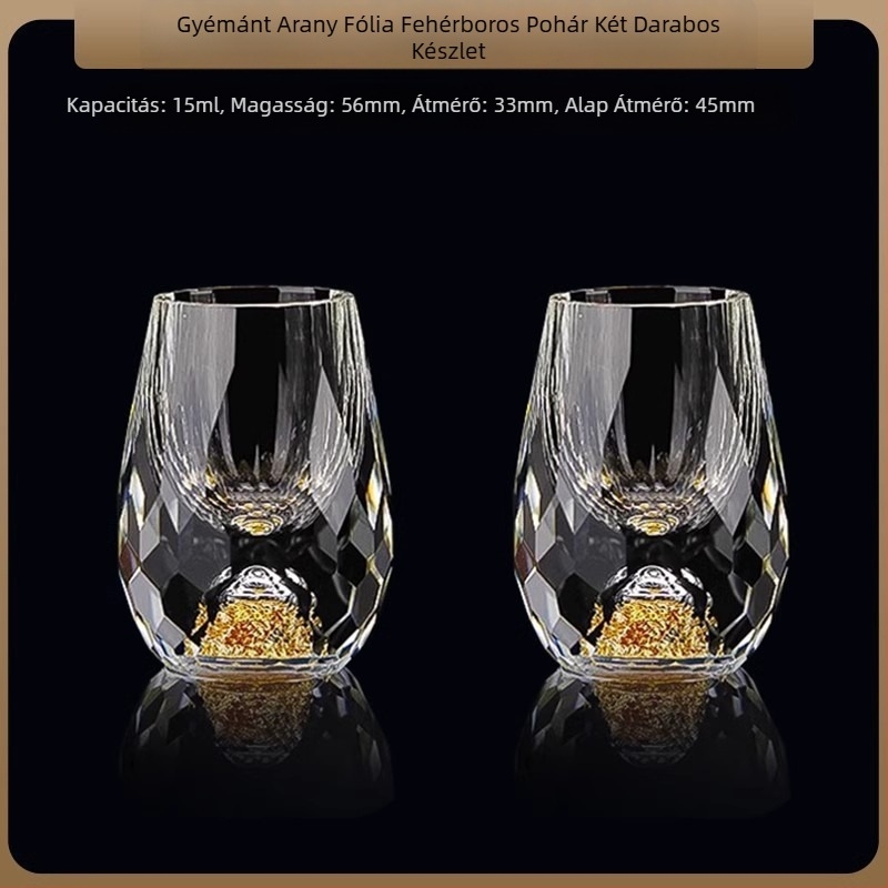Nagykereskedelmi aranyfóliás fehérboros pohár kristálypohár háztartási kis méretű, egyrészes, golyó alakú pohár kínai stílusú Yipin Jiangshan Jinshan borospohár