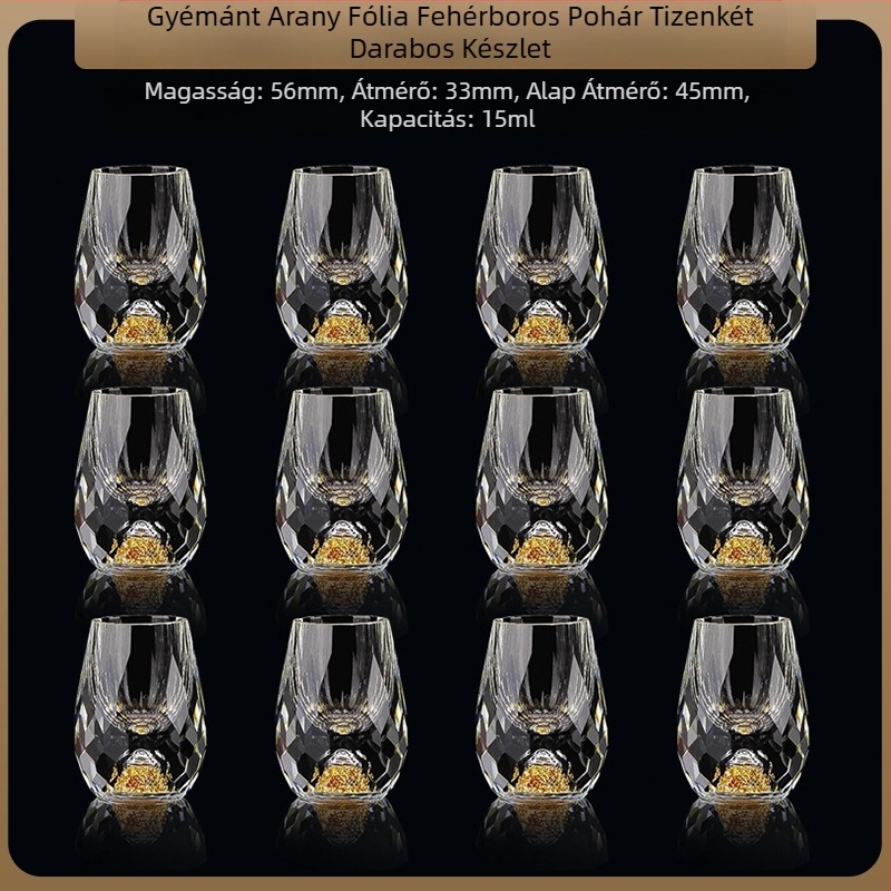 Nagykereskedelmi aranyfóliás fehérboros pohár kristálypohár háztartási kis méretű, egyrészes, golyó alakú pohár kínai stílusú Yipin Jiangshan Jinshan borospohár