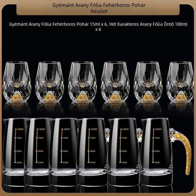 Nagykereskedelmi aranyfóliás fehérboros pohár kristálypohár háztartási kis méretű, egyrészes, golyó alakú pohár kínai stílusú Yipin Jiangshan Jinshan borospohár