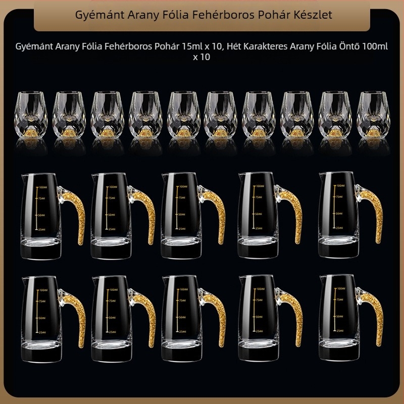 Nagykereskedelmi aranyfóliás fehérboros pohár kristálypohár háztartási kis méretű, egyrészes, golyó alakú pohár kínai stílusú Yipin Jiangshan Jinshan borospohár