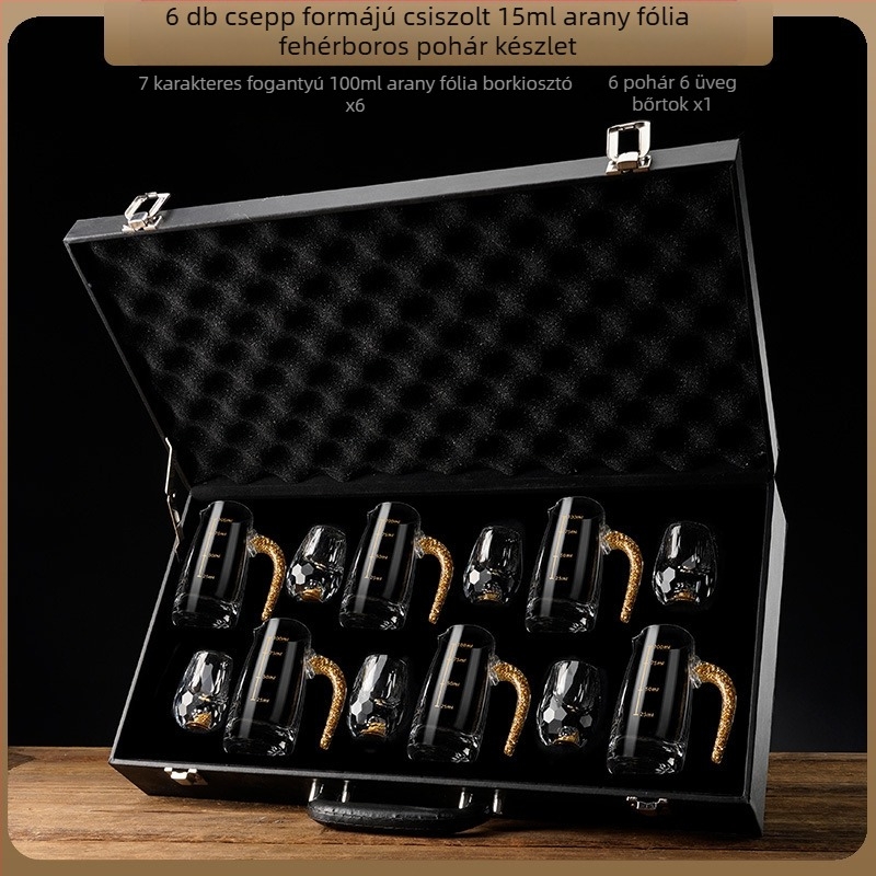 Nagykereskedelmi aranyfóliás fehérboros pohár kristálypohár háztartási kis méretű, egyrészes, golyó alakú pohár kínai stílusú Yipin Jiangshan Jinshan borospohár