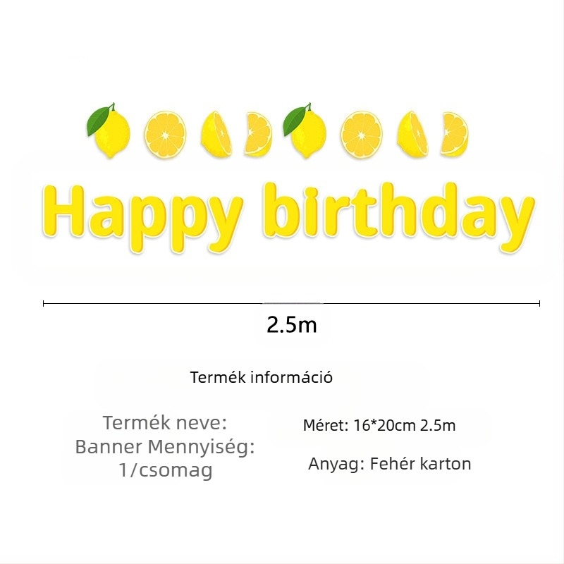 Határon átnyúló gyümölcs citrom témájú eldobható papírtányér-készlet dekoráció citrom születésnapi parti hangulat zászló húzható terítő