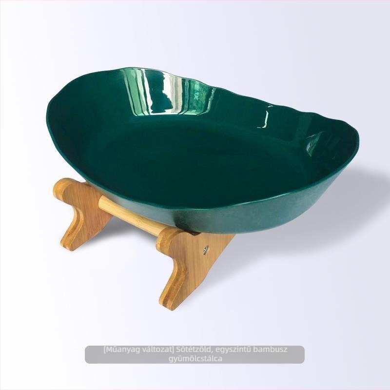 Háromszintes gyümölcstál európai porcelánból bambusz állvánnyal