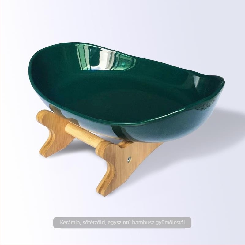 Háromszintes gyümölcstál európai porcelánból bambusz állvánnyal