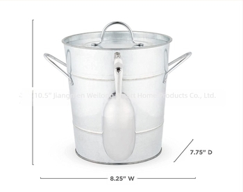 Vas jégvödör fedéllel és kanállal Amazon határokon átnyúló exkluzív export külkereskedelem Ovális jégvödör fogantyú borosvödör