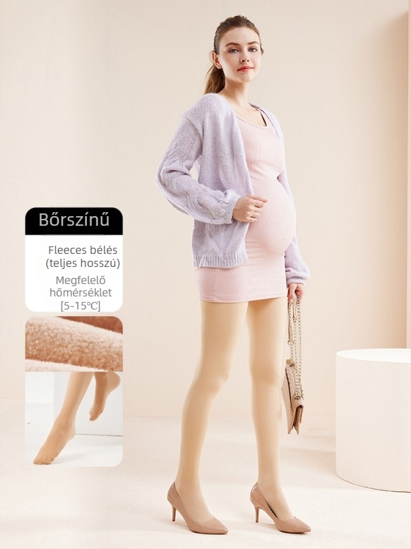 Kismama harisnyanadrág meleg, fleece béléssel, csípő támaszt és fenékemelés funkcióval, bőrszínű.