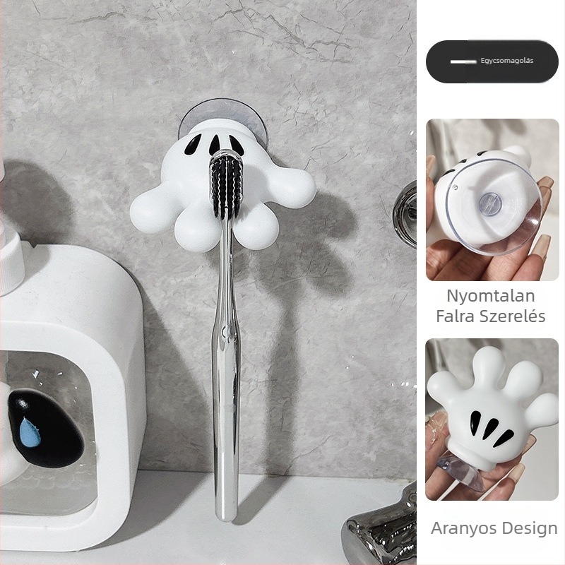 Kreatív rajzfilm pálma fogkefetartó háztartási fürdőszobai falra szerelhető ütésmentes tárolóállvány varrat nélküli akasztós tárolóállvány